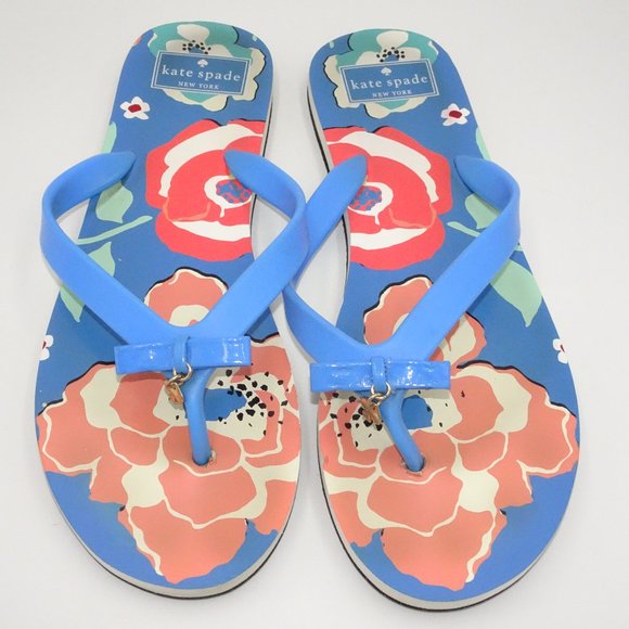 kate spade Shoes - kate spade New York Nova Blue Floral Flip Flops | VGUC | 10